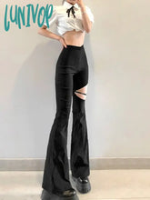 Lunivop Black Mysterious Sexy Slim Fit All-Match Classic Commuter Street Travel Hollow Out Vibrant